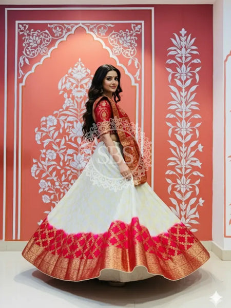TAFETA SILK 24 KALI GHATCHOLA LEHENGA