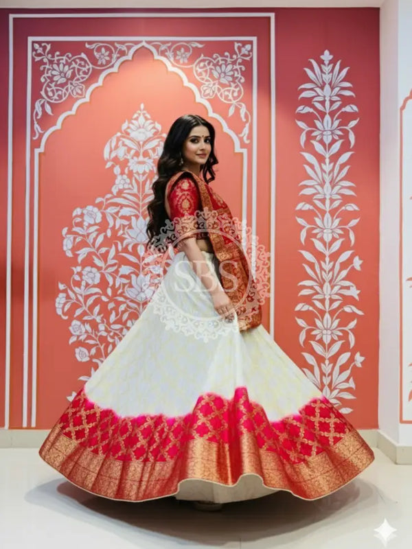 TAFETA SILK 24 KALI GHATCHOLA LEHENGA