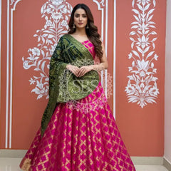 TAFETA SILK 24 KALI GHATCHOLA LEHENGA