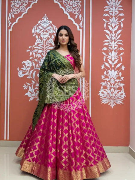 TAFETA SILK 24 KALI GHATCHOLA LEHENGA