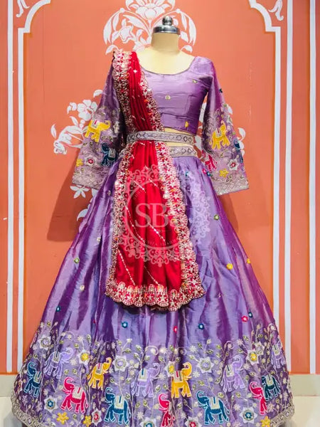 TISSUE ELEPHANTH ROYAL LEHENGA SET Levender