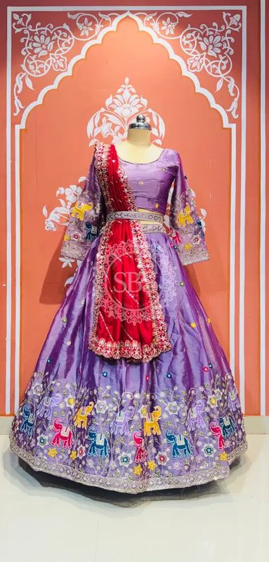 TISSUE ELEPHANTH ROYAL LEHENGA SET Levender