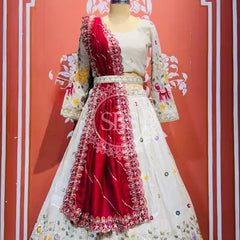 TISSUE ELEPHANTH ROYAL LEHENGA SET White