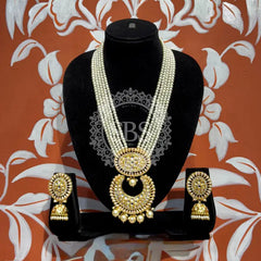 Traditional Pearl Beaded Kundan Choker Necklace Set with Jhumka Earrings