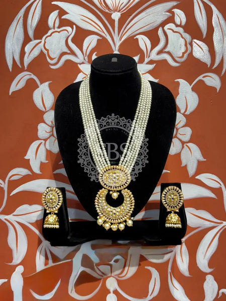 Traditional Pearl Beaded Kundan Choker Necklace Set with Jhumka Earrings