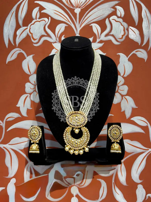 Traditional Pearl Beaded Kundan Choker Necklace Set with Jhumka Earrings