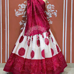 TUSSAR SILK GUJRATI BOOTA LEHENGA