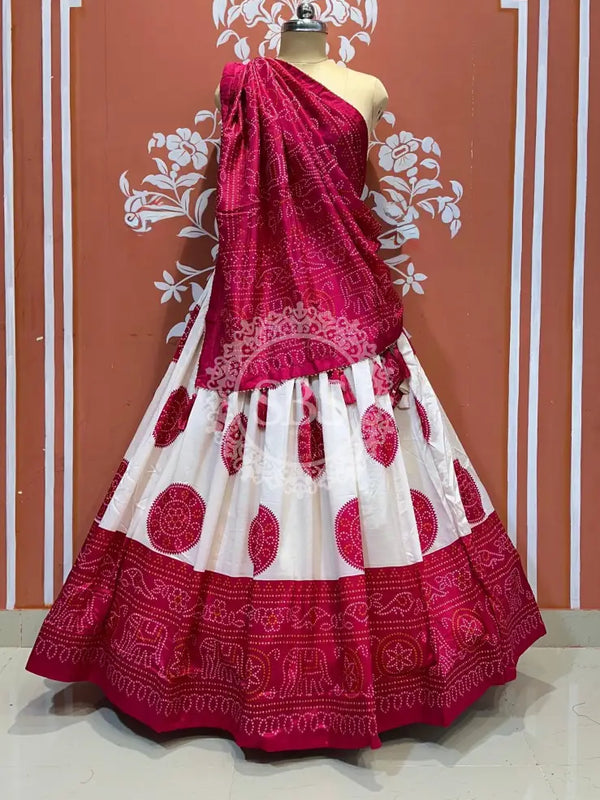 TUSSAR SILK GUJRATI BOOTA LEHENGA