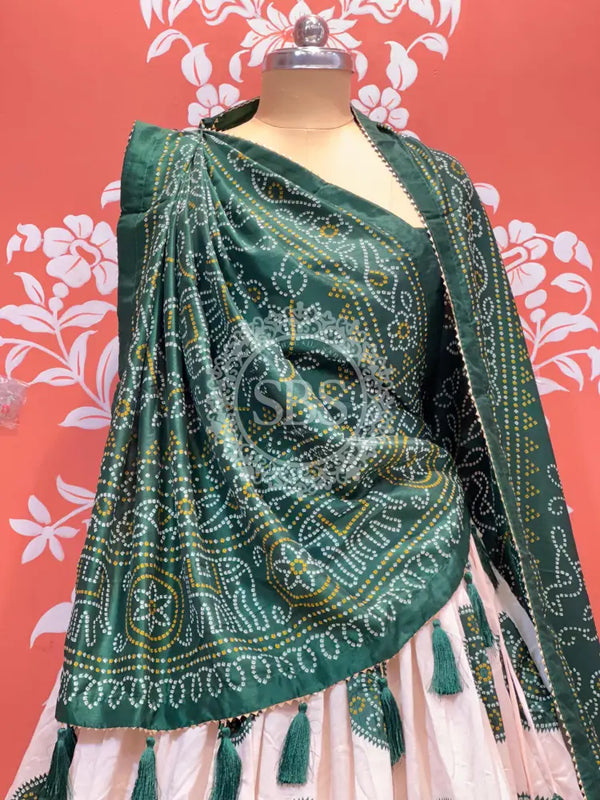 TUSSAR SILK GUJRATI BOOTA LEHENGA