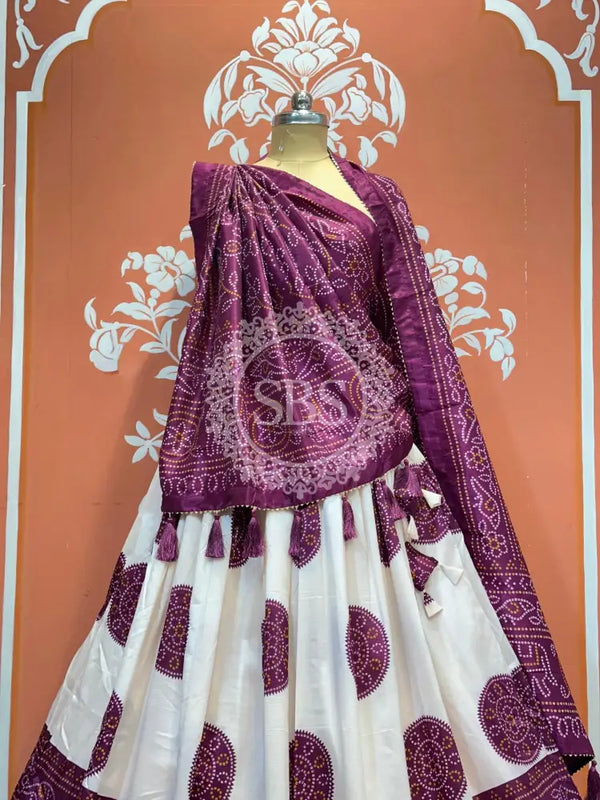 TUSSAR SILK GUJRATI BOOTA LEHENGA