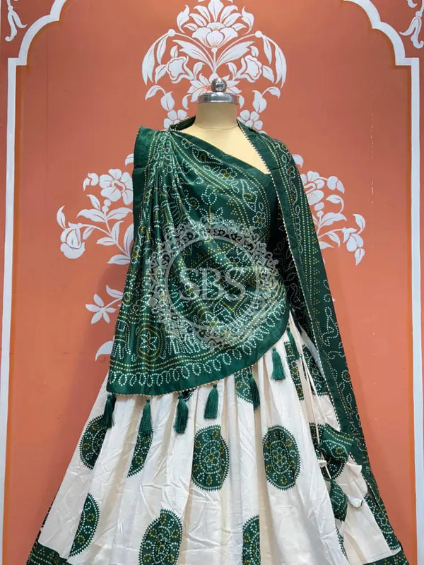 TUSSAR SILK GUJRATI BOOTA LEHENGA