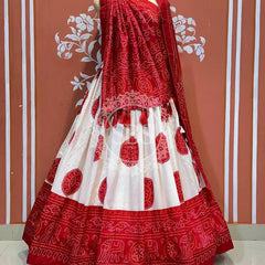 TUSSAR SILK GUJRATI BOOTA LEHENGA
