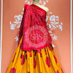 TUSSAR SILK GUJRATI BOOTA LEHENGA