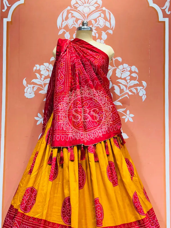 TUSSAR SILK GUJRATI BOOTA LEHENGA