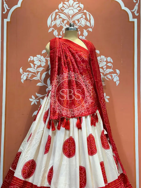 TUSSAR SILK GUJRATI BOOTA LEHENGA