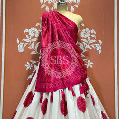 TUSSAR SILK GUJRATI BOOTA LEHENGA