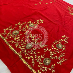 UNSTITCHED SILK GOTA PATTI HANDWORK BLOUSE