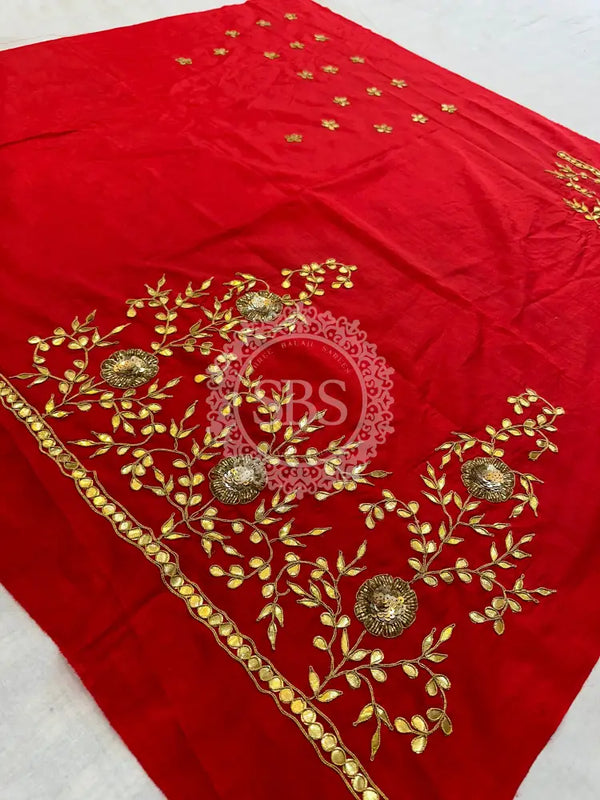 UNSTITCHED SILK GOTA PATTI HANDWORK BLOUSE