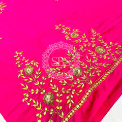 UNSTITCHED SILK GOTA PATTI HANDWORK BLOUSE