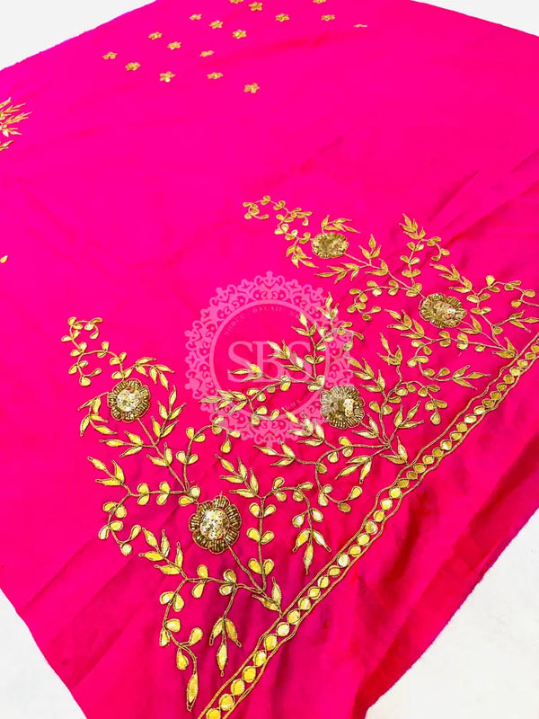 UNSTITCHED SILK GOTA PATTI HANDWORK BLOUSE