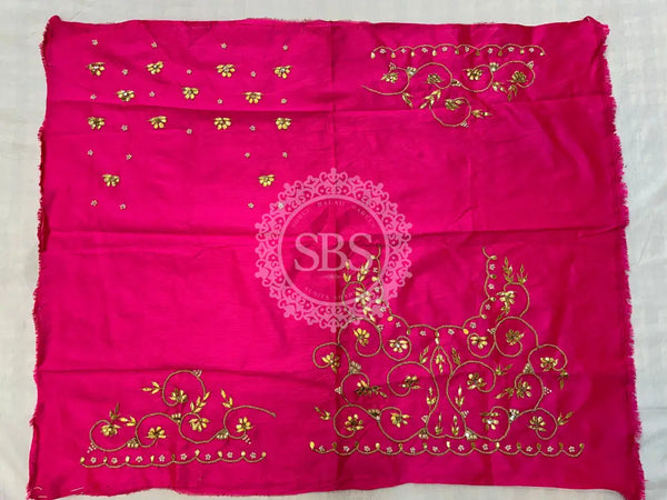 UNSTITCHED SILK GOTA PATTI HANDWORK BLOUSE