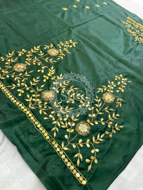 UNSTITCHED SILK GOTA PATTI HANDWORK BLOUSE