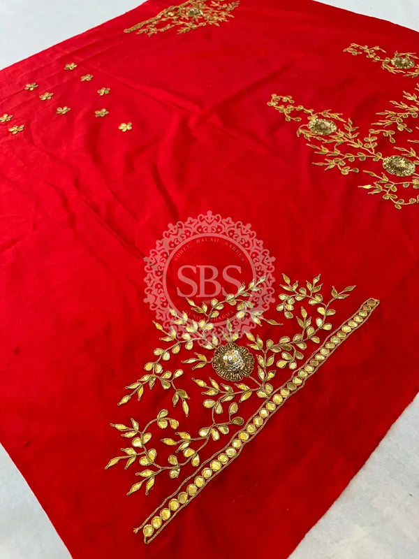 UNSTITCHED SILK GOTA PATTI HANDWORK BLOUSE