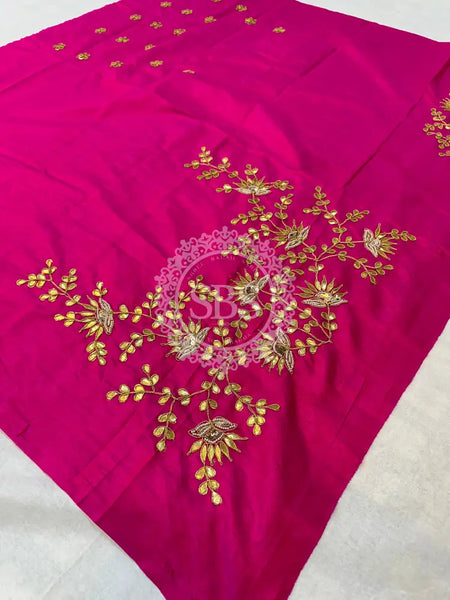 UNSTITCHED SILK GOTA PATTI HANDWORK BLOUSE