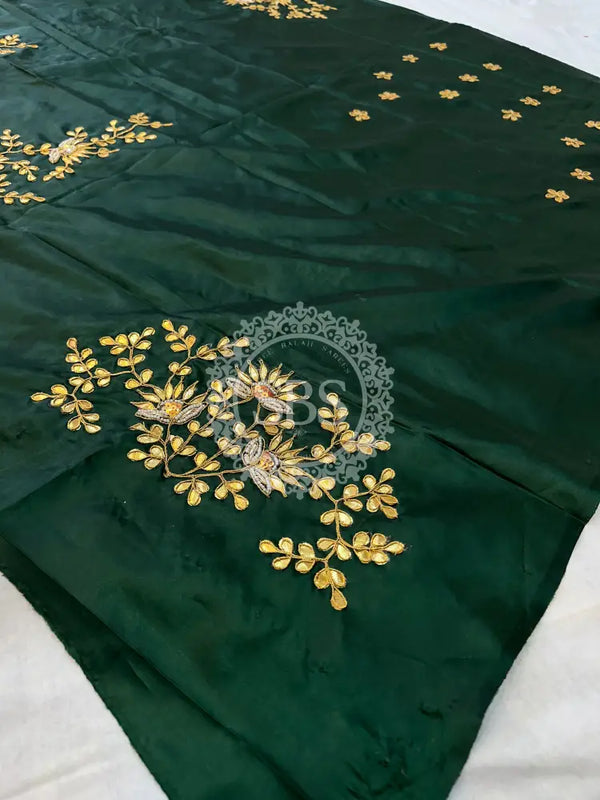 UNSTITCHED SILK GOTA PATTI HANDWORK BLOUSE