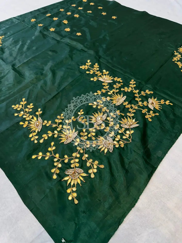 UNSTITCHED SILK GOTA PATTI HANDWORK BLOUSE