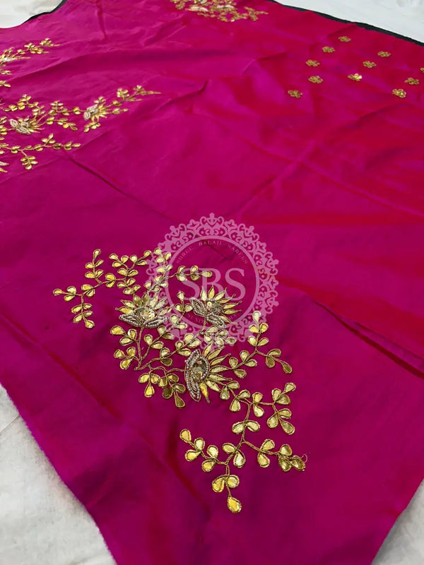 UNSTITCHED SILK GOTA PATTI HANDWORK BLOUSE