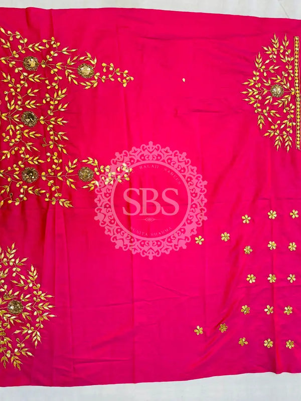 UNSTITCHED SILK GOTA PATTI HANDWORK BLOUSE