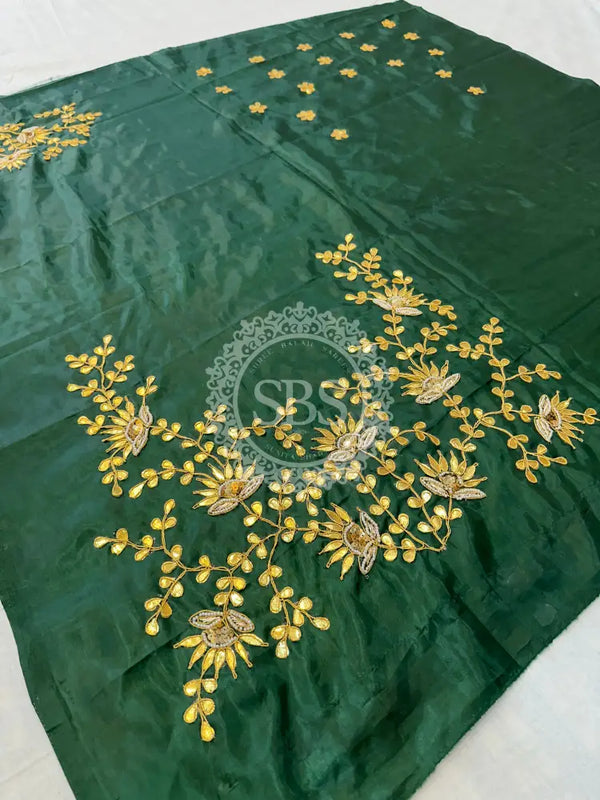 UNSTITCHED SILK GOTA PATTI HANDWORK BLOUSE