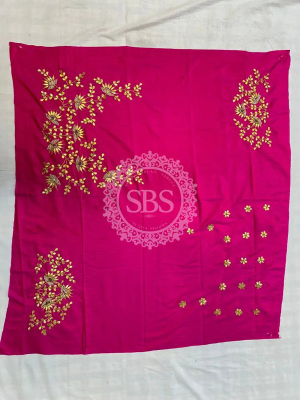 UNSTITCHED SILK GOTA PATTI HANDWORK BLOUSE