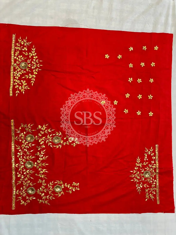 UNSTITCHED SILK GOTA PATTI HANDWORK BLOUSE