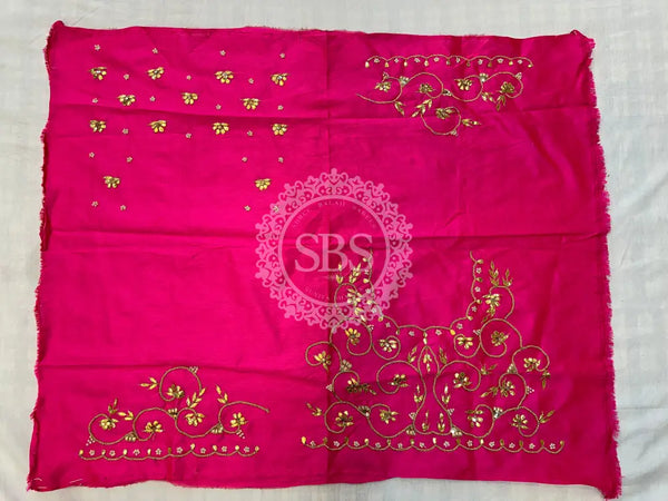 UNSTITCHED SILK GOTA PATTI HANDWORK BLOUSE