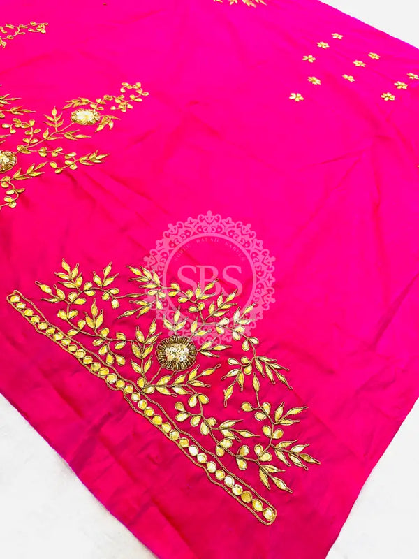 UNSTITCHED SILK GOTA PATTI HANDWORK BLOUSE