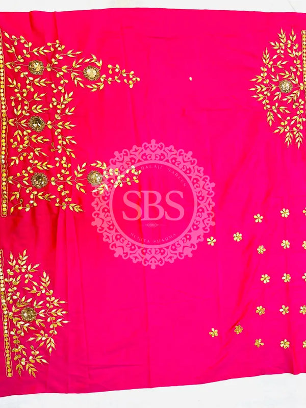 UNSTITCHED SILK GOTA PATTI HANDWORK BLOUSE