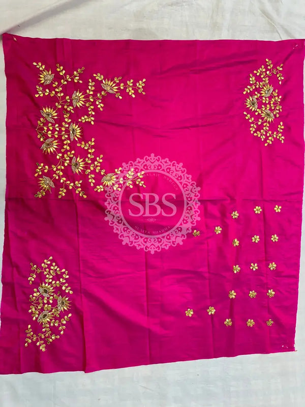 UNSTITCHED SILK GOTA PATTI HANDWORK BLOUSE