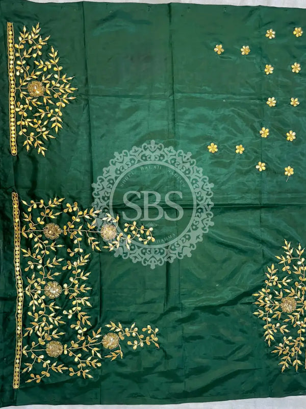 UNSTITCHED SILK GOTA PATTI HANDWORK BLOUSE