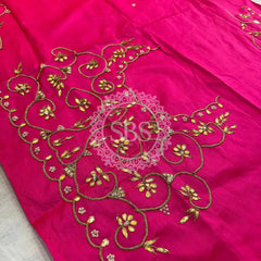 UNSTITCHED SILK GOTA PATTI HANDWORK BLOUSE