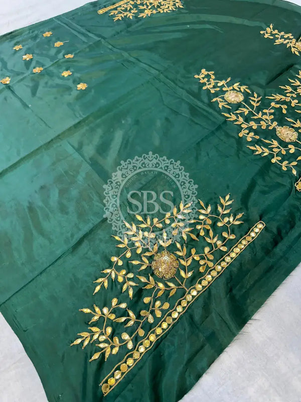 UNSTITCHED SILK GOTA PATTI HANDWORK BLOUSE