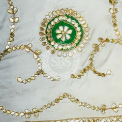 UPADA SILK GOTA PATTI BHANDEJ LEHENGA Pink & White / Free Size