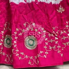 UPADA SILK GOTA PATTI BHANDEJ LEHENGA Pink & White / Free Size