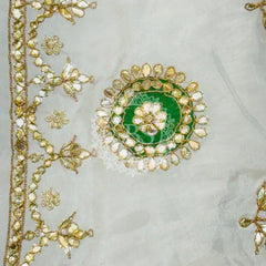 UPADA SILK GOTA PATTI BHANDEJ LEHENGA Pink & White / Free Size