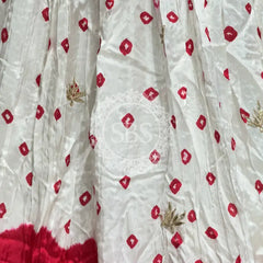 UPADA SILK GOTA PATTI BHANDEJ LEHENGA Pink & White / Free Size