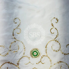 UPADA SILK GOTA PATTI BHANDEJ LEHENGA Pink & White / Free Size