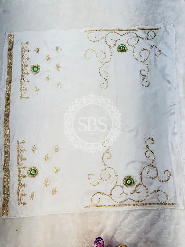 UPADA SILK GOTA PATTI BHANDEJ LEHENGA Pink & White / Free Size