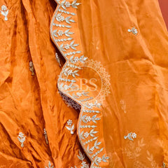 UPADA SILK GOTA PATTI LEHENGA ORANGE / Free Size