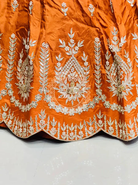 UPADA SILK GOTA PATTI LEHENGA ORANGE / Free Size